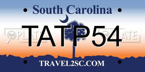 TATP54 South Carolina License Plate