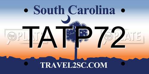 TATP72 South Carolina License Plate