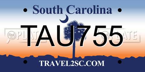 TAU755 South Carolina License Plate