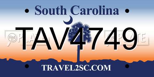 TAV4749 South Carolina License Plate