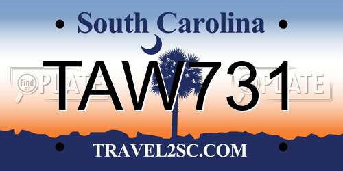 TAW731 South Carolina License Plate
