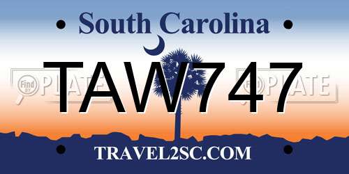 TAW747 South Carolina License Plate