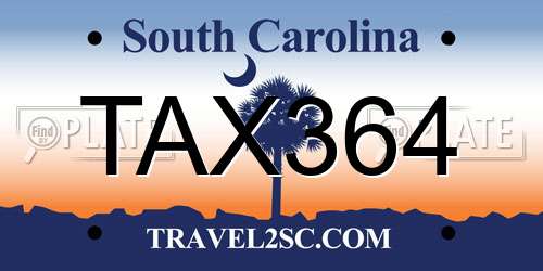 TAX364 South Carolina License Plate
