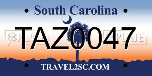 TAZ0047 South Carolina License Plate