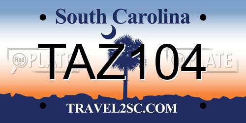TAZ104 South Carolina License Plate