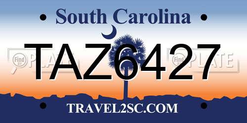 TAZ6427 South Carolina License Plate