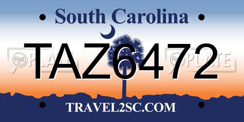 TAZ6472 South Carolina License Plate
