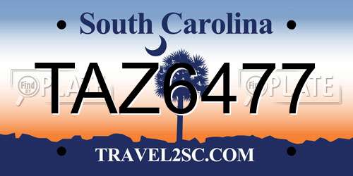 TAZ6477 South Carolina License Plate