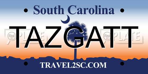 TAZGATT South Carolina License Plate
