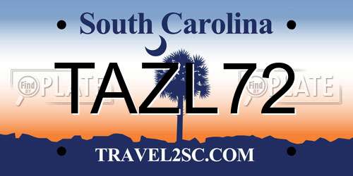 TAZL72 South Carolina License Plate