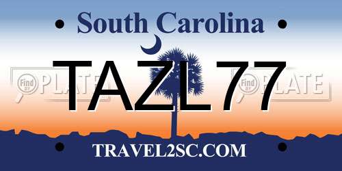 TAZL77 South Carolina License Plate