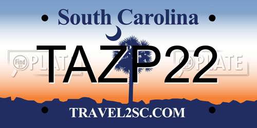 TAZP22 South Carolina License Plate