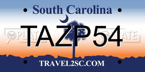 TAZP54 South Carolina License Plate
