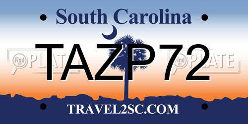 TAZP72 South Carolina License Plate