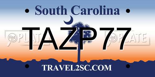 TAZP77 South Carolina License Plate