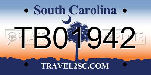 TB01942 South Carolina License Plate