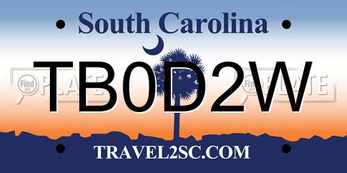 TB0D2W South Carolina License Plate