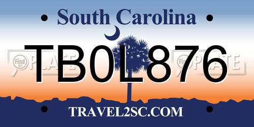 TB0L876 South Carolina License Plate