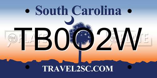 TB0O2W South Carolina License Plate
