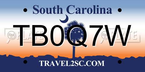 TB0Q7W South Carolina License Plate