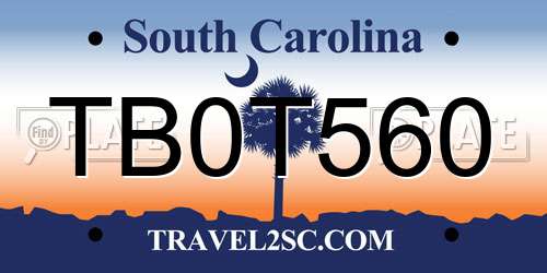 TB0T560 South Carolina License Plate