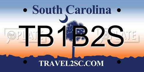 TB1B2S South Carolina License Plate