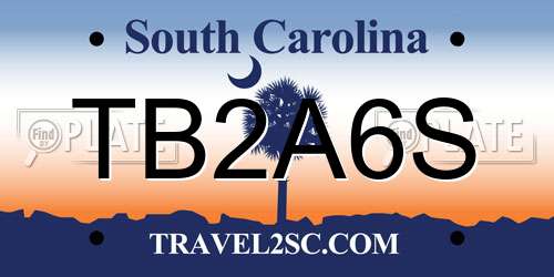 TB2A6S South Carolina License Plate