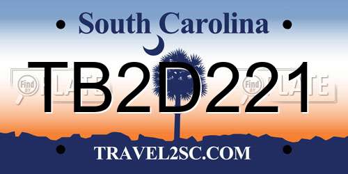 TB2D221 South Carolina License Plate