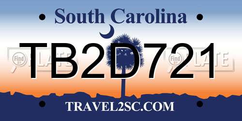 TB2D721 South Carolina License Plate