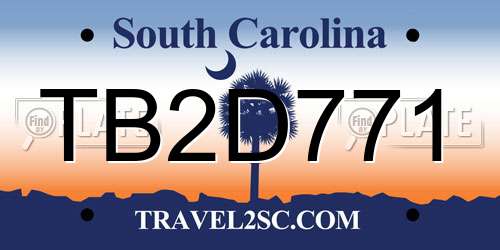 TB2D771 South Carolina License Plate
