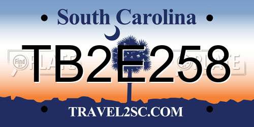 TB2E258 South Carolina License Plate