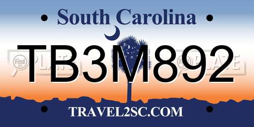TB3M892 South Carolina License Plate