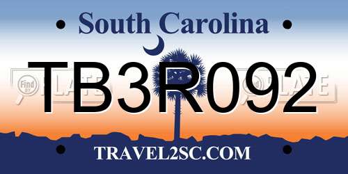 TB3R092 South Carolina License Plate