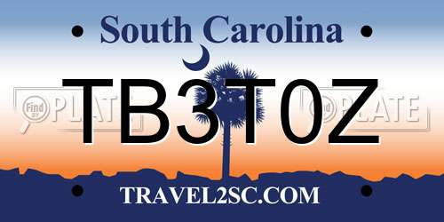 TB3T0Z South Carolina License Plate