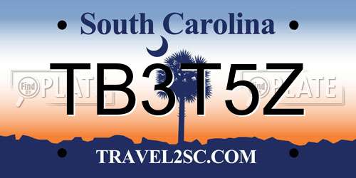 TB3T5Z South Carolina License Plate
