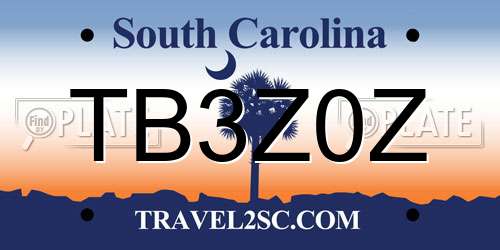 TB3Z0Z South Carolina License Plate
