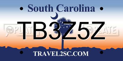 TB3Z5Z South Carolina License Plate
