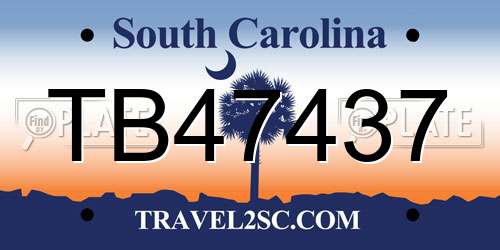 TB47437 South Carolina License Plate