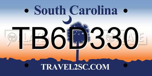 TB6D330 South Carolina License Plate