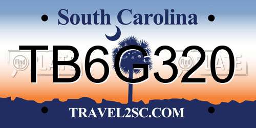 TB6G320 South Carolina License Plate