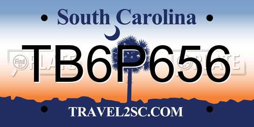 TB6P656 South Carolina License Plate
