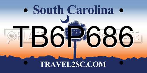 TB6P686 South Carolina License Plate