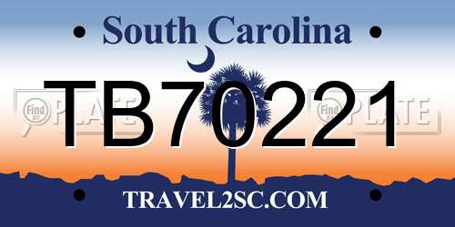 TB70221 South Carolina License Plate