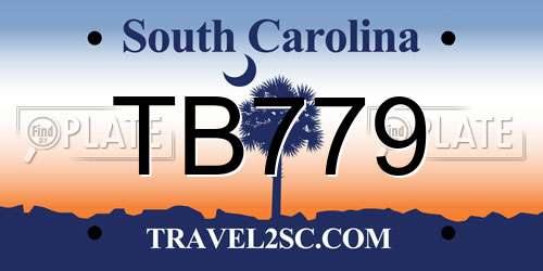 TB779 South Carolina License Plate