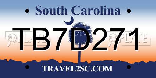 TB7D271 South Carolina License Plate