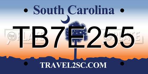 TB7E255 South Carolina License Plate