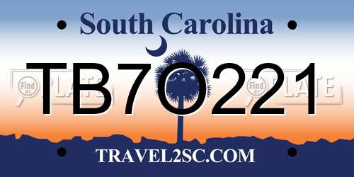 TB7O221 South Carolina License Plate