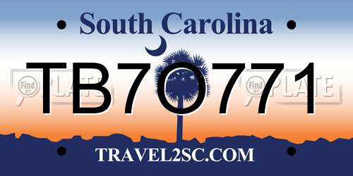 TB7O771 South Carolina License Plate