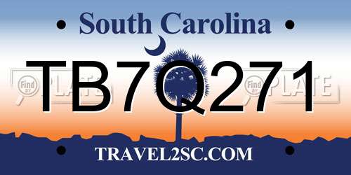 TB7Q271 South Carolina License Plate