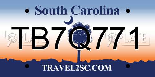TB7Q771 South Carolina License Plate